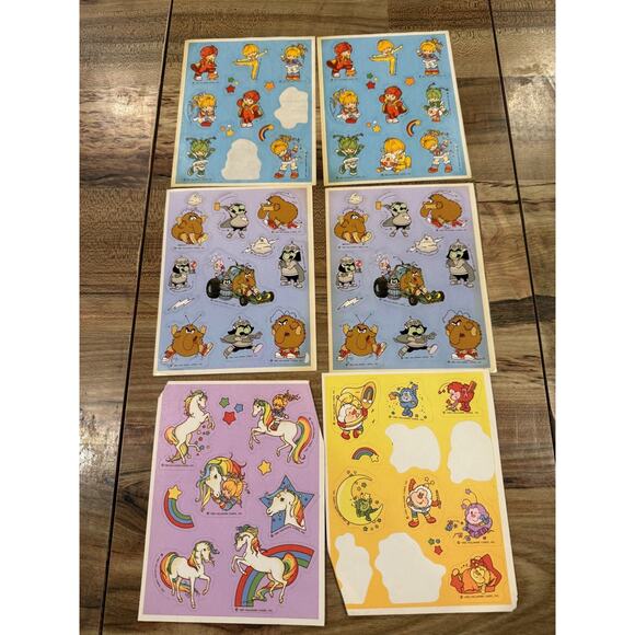6 Sheets of 1983 Rainbow Brite Vintage Hallmark Stickers Starlite & Villians